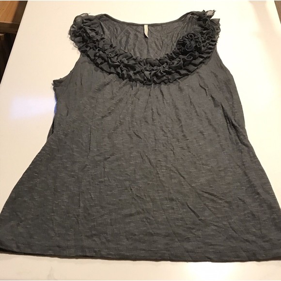 Olivia Moon Tops - Olivia Moon Tank Top Large Slate Gray Green Scoop Ruffled Neckline Cami Shirt